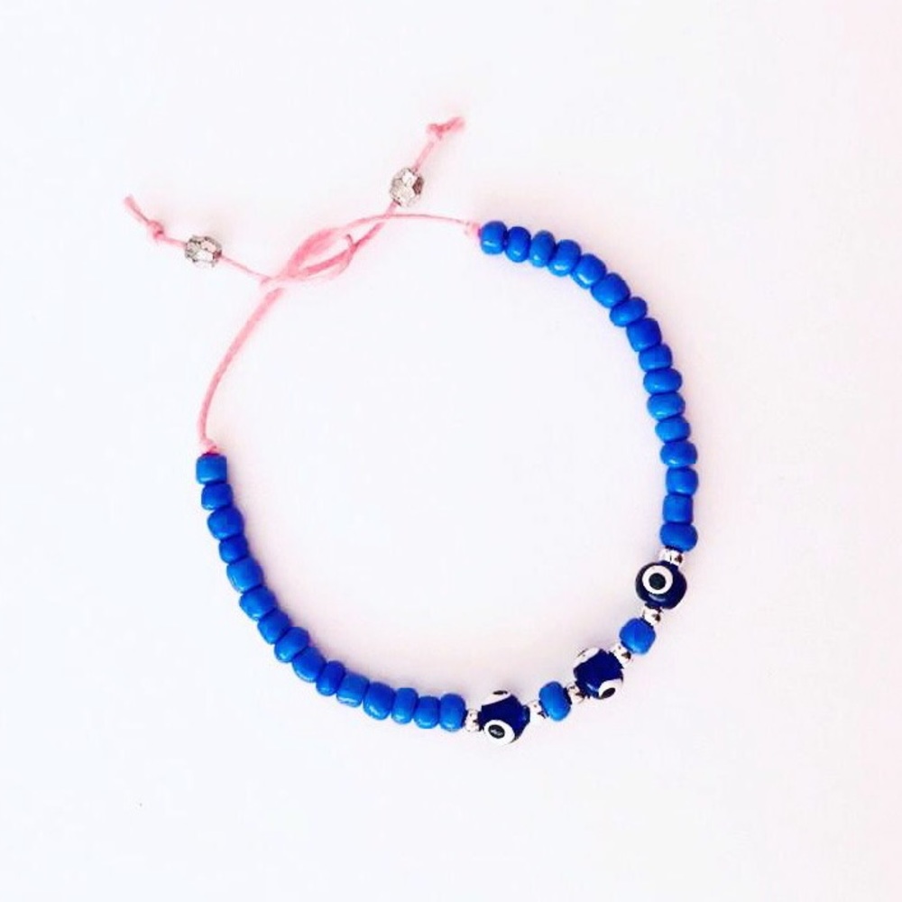Blue Evil Eye Natural Bracelet - NWT - Picture 2 of 6